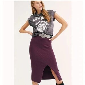 Free People women’s Skyline Midi Skirt Moody Plum Size L